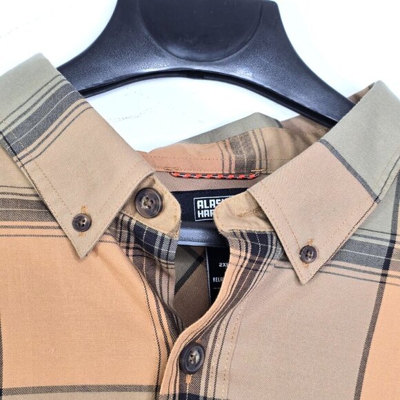 Alaskan Hardgear Men 2XL Relaxed Fit Plaid Khaki Button Front Long Sleeve Shirt - Picture 2 of 10